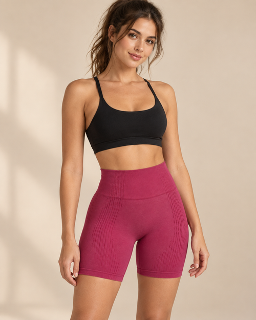 Short Sculpt OZEYA bordeaux taille haute avec haut noir