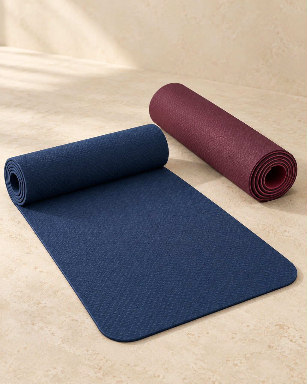 Tapis Flow OZEYA 8 mm bleu profond et bordeaux